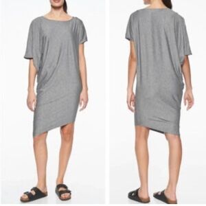 ATHLETA Sunlover Hilo Dress Gray Asymmetrical UPF 50+ Swimsuit Cover Beach Sz M